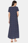 Coucou Maternity Woven Full Length Nightdress With Front Zipper And Discreet Feeding - Navy Peony — thumbnail 3